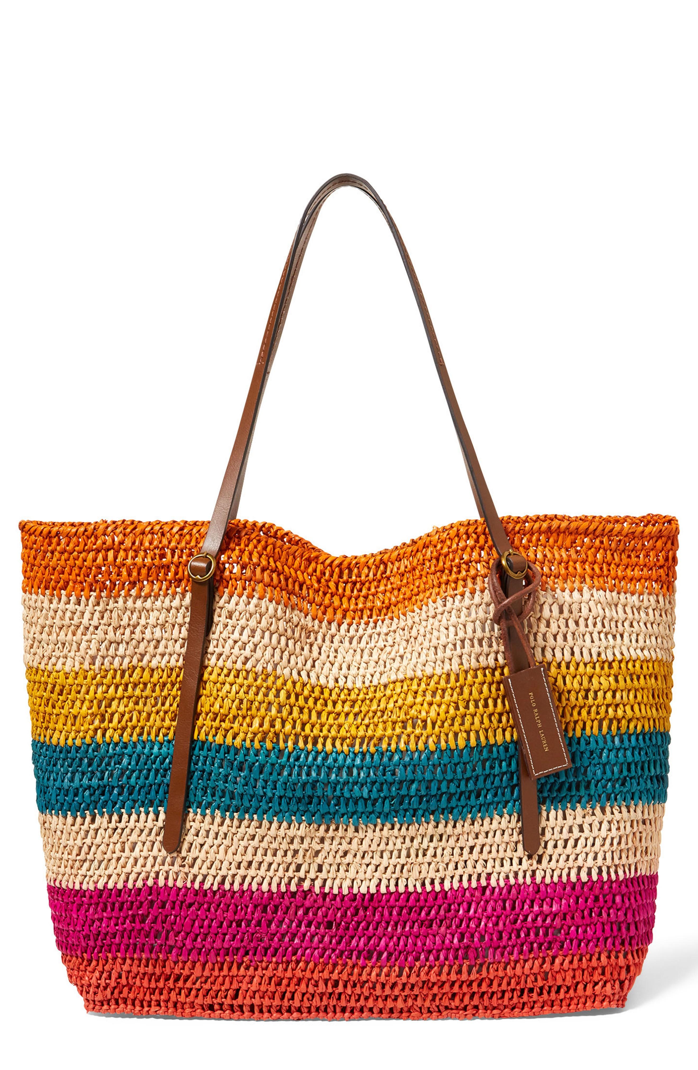 Polo Ralph Lauren Stripe Raffia Tote - Beige In Multi Color Stripes ...