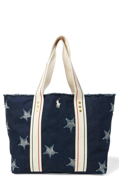 Polo Ralph Lauren Flag Canvas Tote - Blue In Star Tote