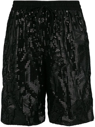 P.a.r.o.s.h Sequinned Drawstring Shorts In Black