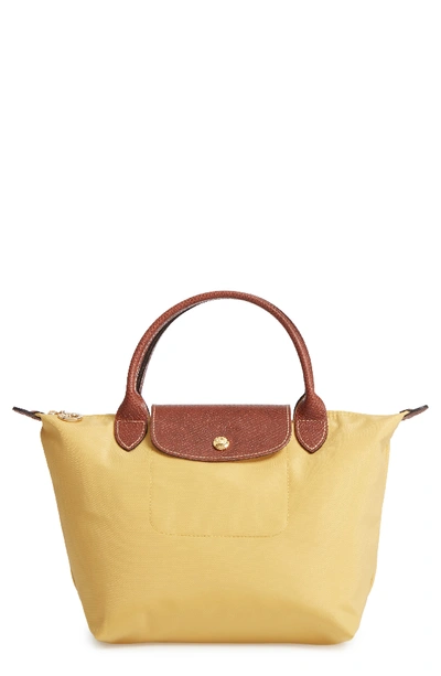 Longchamp 'mini Le Pliage' Handbag - Metallic In Curry