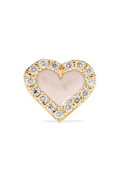 Alison Lou Heart 14-karat Gold, Diamond And Enamel Earring