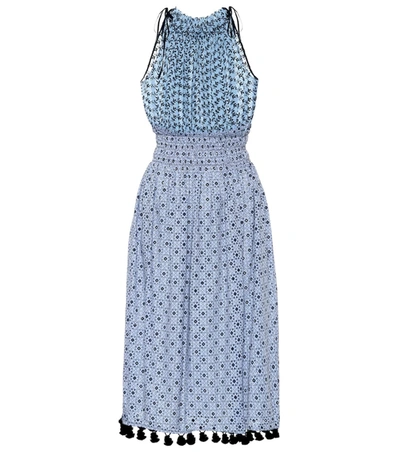 Altuzarra Sleeveless Printed Cotton Dress In Blue