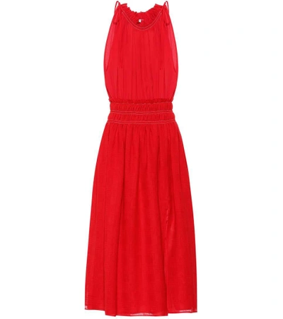 Altuzarra Sleeveless Linen And Cotton Dress In Red