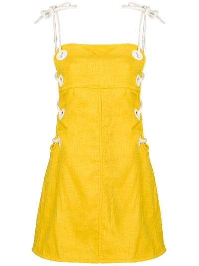 Staud Raft Linen-blend Mini Dress In Yellow