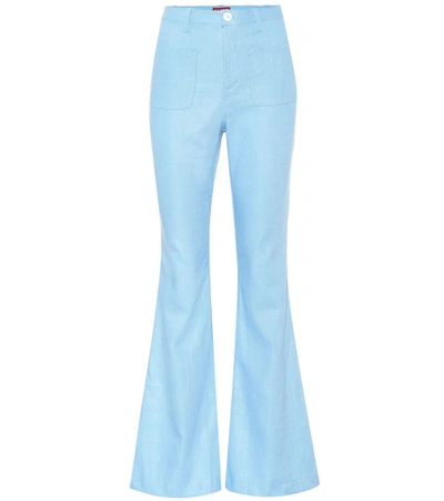 Staud Patches Linen-blend Trousers In Blue