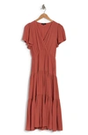 Wishlist Flutter Sleeve Tiered Maxi Dress In Brick