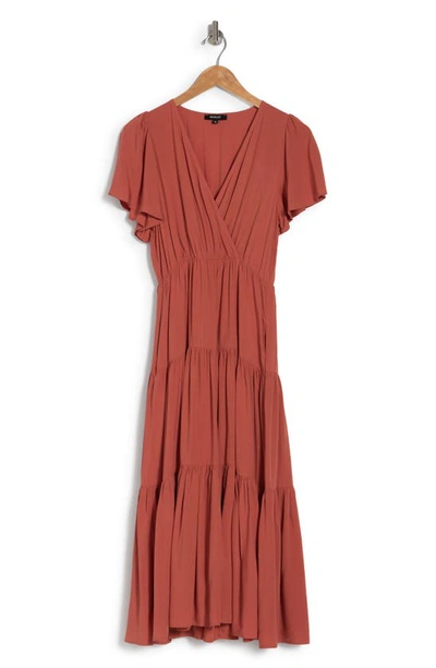 Wishlist Flutter Sleeve Tiered Maxi Dress In Brick