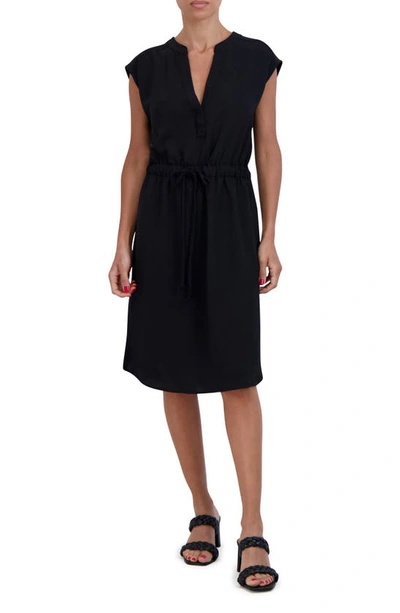 Sandra Darren Cap Sleeve Tie Waist Dress In Black | ModeSens