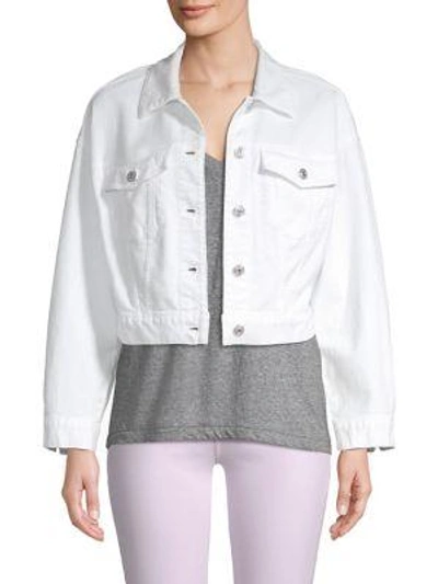 7 For All Mankind Bubble White Denim Jacket In White Fashion