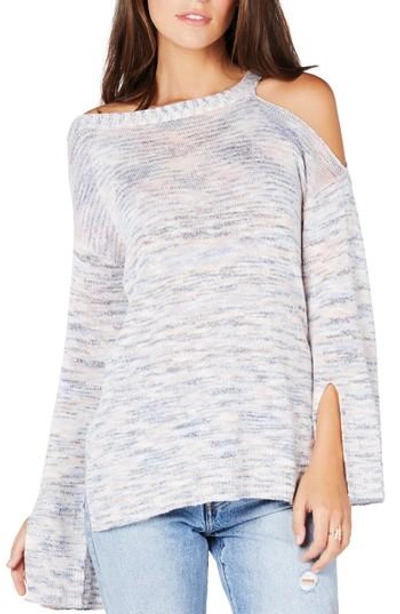 Michael Stars Cutout Shoulder Tunic Sweater In Coral Marl