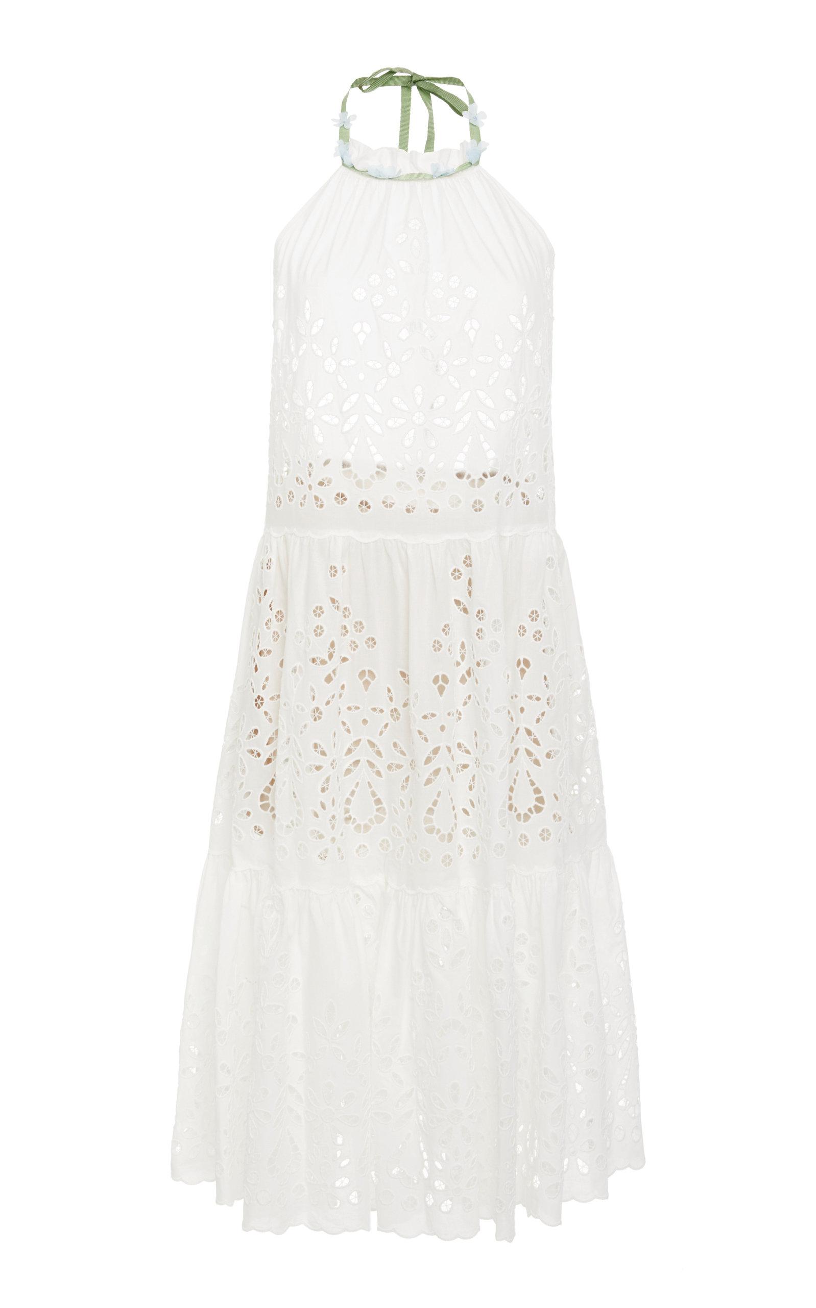 white eyelet halter dress