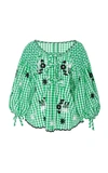 Innika Choo Gingham Flower Smock Top In Green