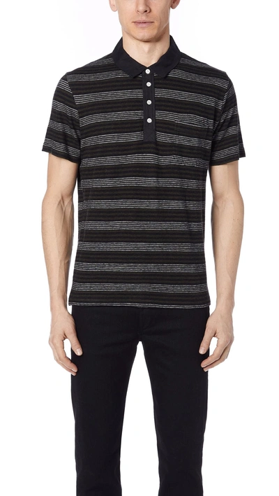 Billy Reid Cashmere Stripe Polo Shirt In Charcoal