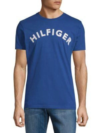 Tommy Hilfiger Logo Graphic Cotton Tee In True Blue