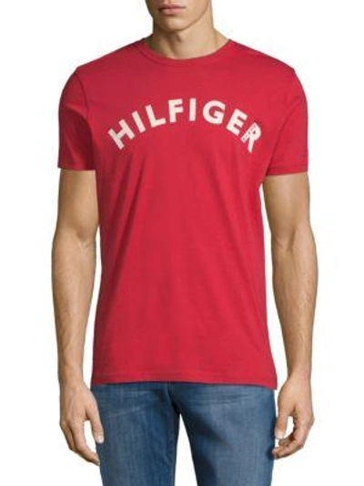 Tommy Hilfiger Logo Graphic Cotton Tee In Raspberry