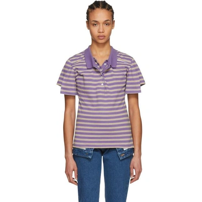 Y/project Purple Striped Double Polo In Violet/yell