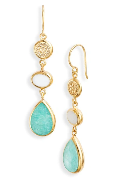 Anna Beck Amazonite And White Agate Triple Drop Earrings