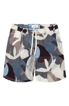 Les Deux Stan Aop Swim Shorts, Desert Taupe Ivory In Blue/desert Taupe/ Ivory