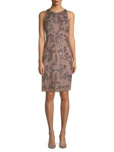Adrianna Papell Sequined Sheath Dress In Rose
