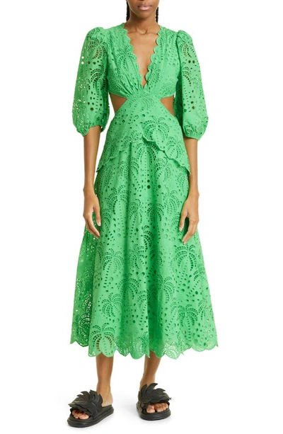 slim fit dress slacks Light Green Butterfly Cut-Out Midi Dress – FARM Rio main image 0
