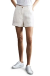 Reiss Demi Garment Dyed Linen Shorts In White