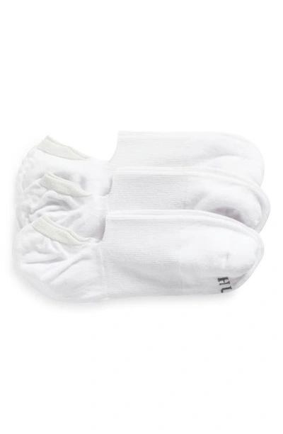 Hue Assorted 3-pack Arch Hug Cotton Blend Liner Socks In White