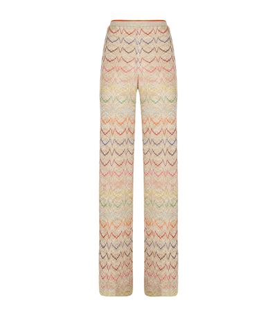 Missoni Zigzag Wide Mid-rise Knitted Trousers In Gold | ModeSens