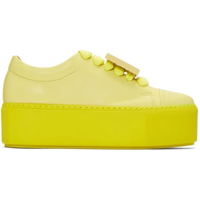 Acne Studios Yellow Double Sole Drihanna Face Sneakers In Solid Pale Yellow