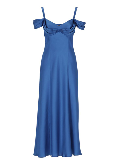 Alberta Ferretti Sweetheart Neck Long Dress In Blue