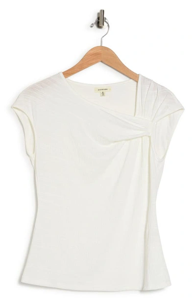 Max Studio Textured Side Gather Top In White