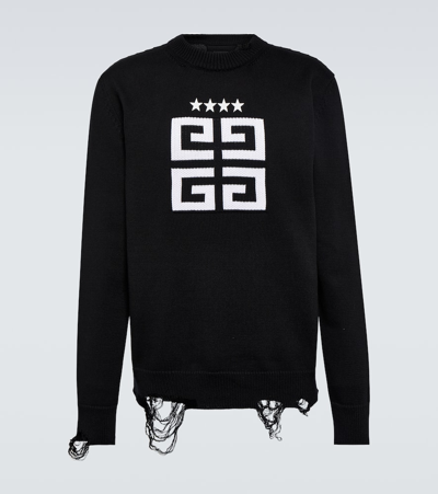 Givenchy Intarsia Logo Cotton Sweater In Black