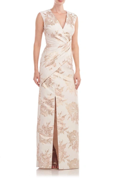 Kay Unger Women's Donna Floral Jacquard Column Gown In White