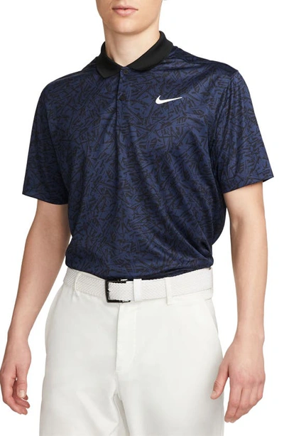 Nike Dri-fit Victory+ Tee Print Performance Golf Polo In Blue
