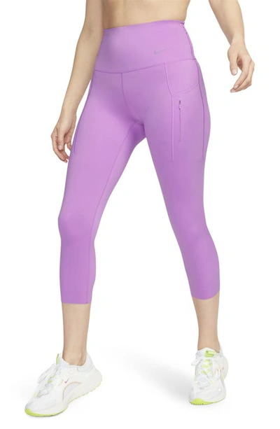 Nike Women's Go Firm-support High-waisted Cropped Leggings With Pockets In Purple