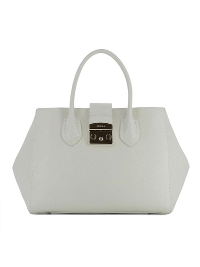 Furla White Leather Handle Bag