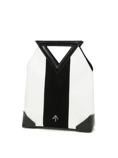 Manu Atelier Triangle North Tote Bag In Black White|nero