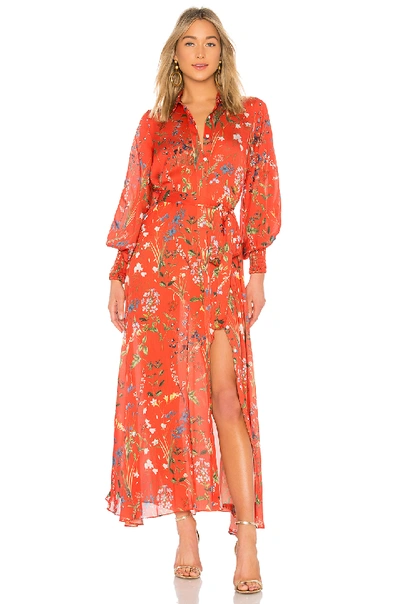 Alexis Irina Floral Caftan Dress In Red