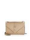 Saint Laurent Medium Tri-quilt Leather Envelope Bag In Dark Beige
