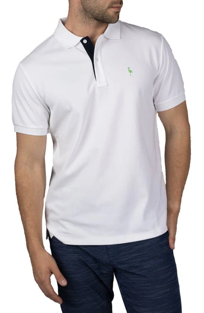 Tailorbyrd Double Knit Jacquard Performance Polo In White