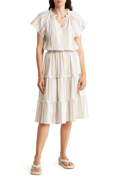 butter linen dress Butter Yellow Linen V-Neck Midi Dress - Staple The Label