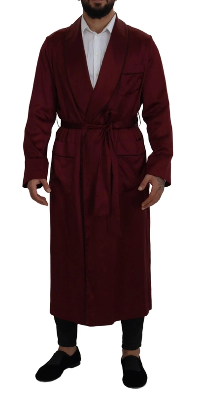 Dolce & Gabbana Bordeaux Silk Robe Coat  Wrap Jacket