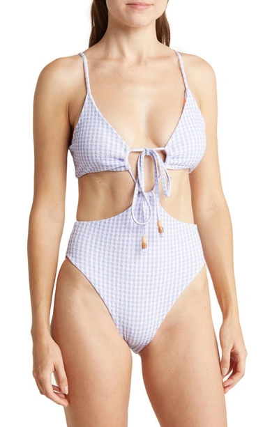 Maaji Gingham Gorgeous Entero Bikini Bottoms In Purple