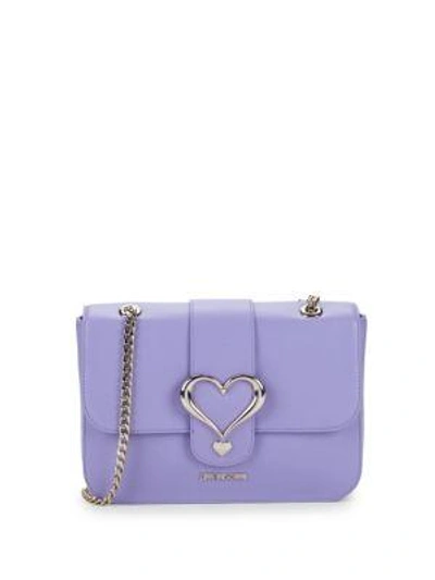 Love Moschino Leather Heart Crossbody Bag In Violet