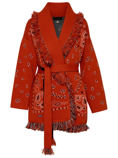 Alanui Cardigan Bandana In Cashmere Arancione In Orange