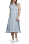 Ripe Maternity Maternity Maternity Ava Shirred Dress In Petrol / White