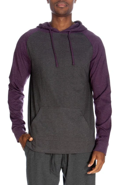 Unsimply Stitched Raglan Pullover Hoodie In Heather Grey Purple