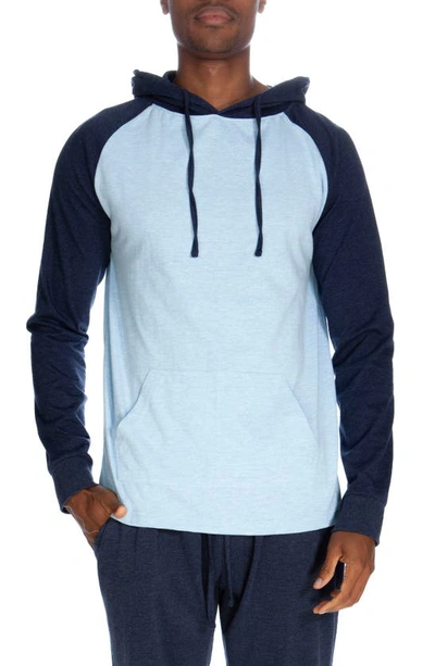 Unsimply Stitched Raglan Pullover Hoodie In Heather Light Blue