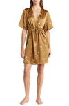 Nordstrom Rack Floral Print Bridal Robe In Olive Marsh Petal Stem