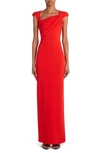 Tom Ford Double Silk Georgette Draped Maxi Dress In Red
