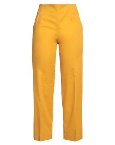 Maison Laviniaturra Woman Pants Acid Green Size 6 Cotton, Elastane In Yellow